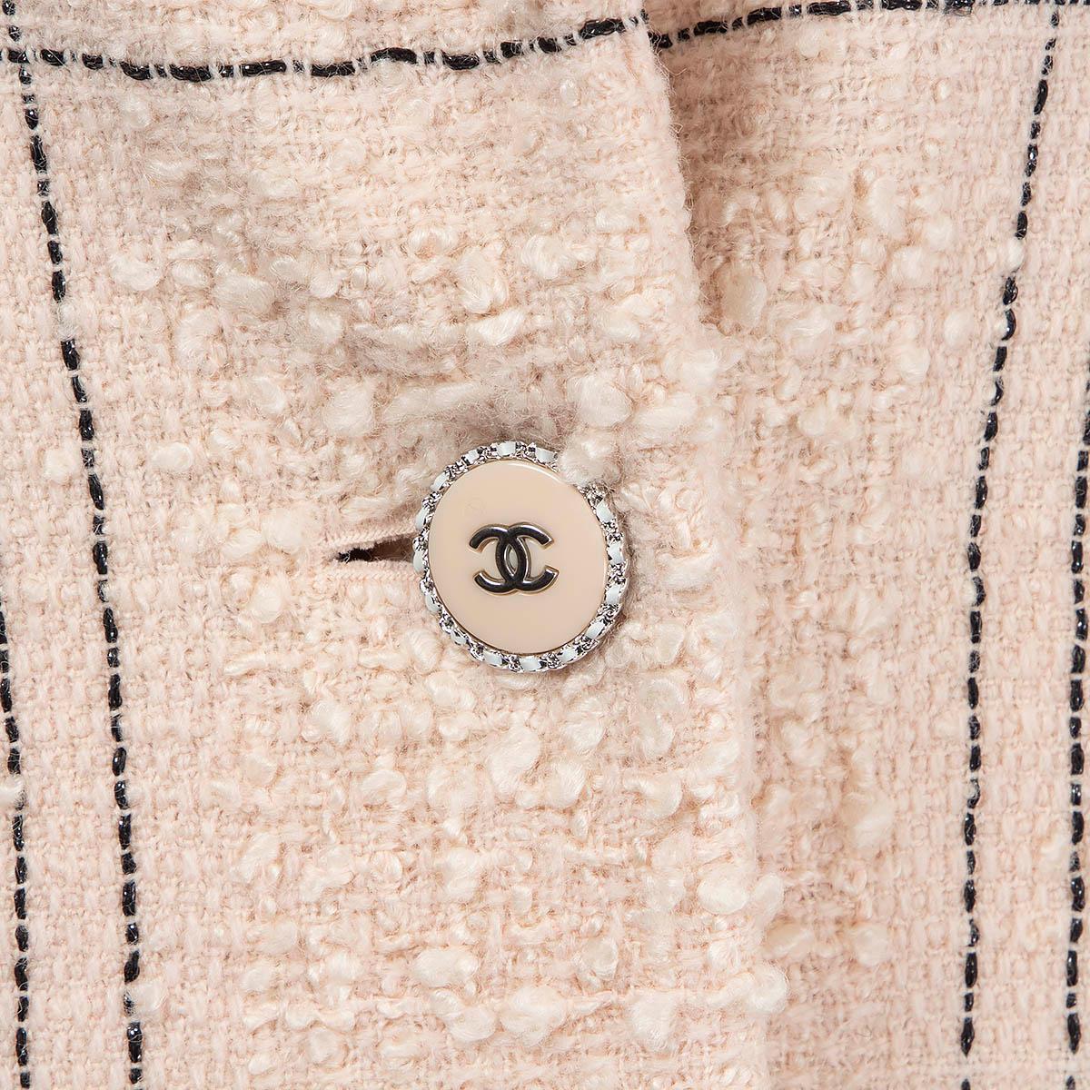 CHANEL light pink wool 2021 21B PLAID TWEED Jacket 44 XL 3