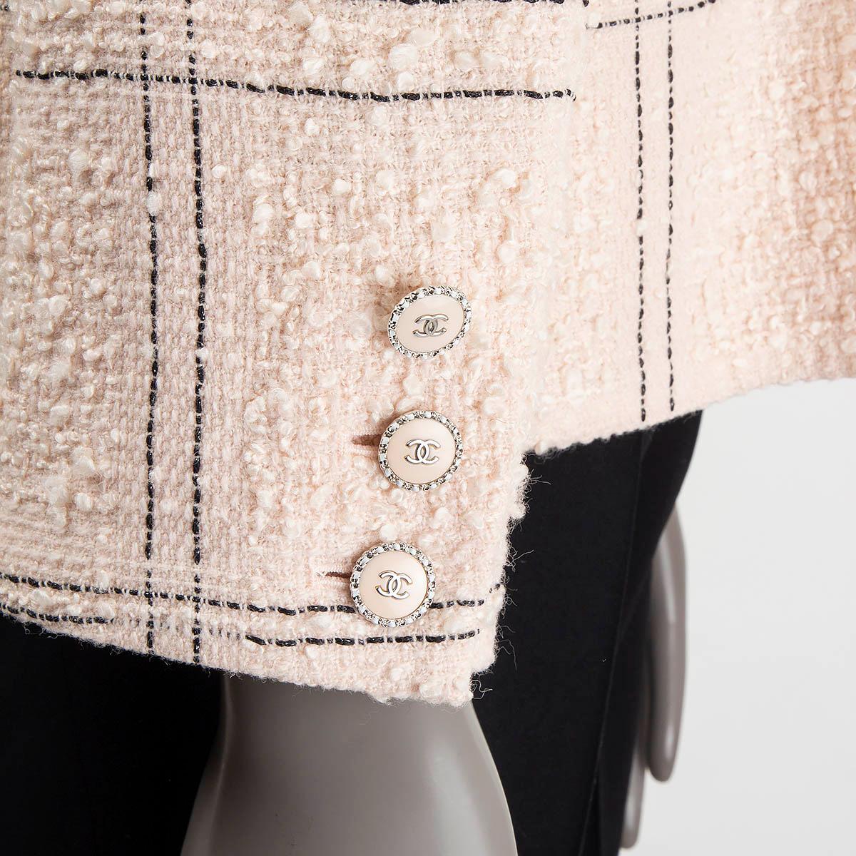 CHANEL light pink wool 2021 21B PLAID TWEED Jacket 44 XL 4