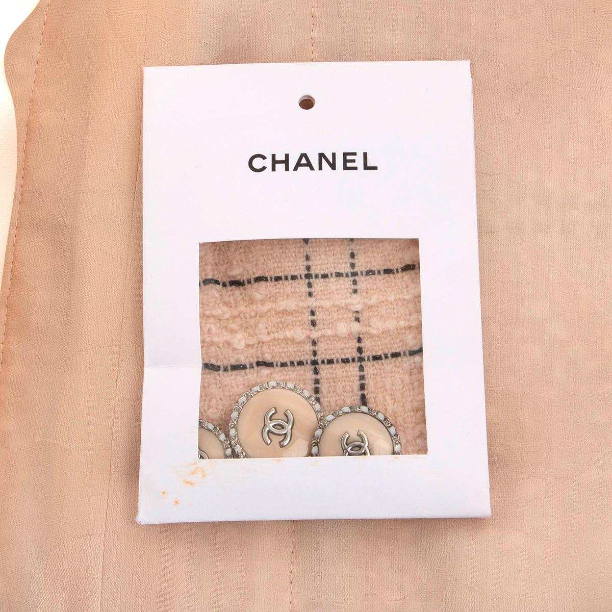 CHANEL light pink wool 2021 21B PLAID TWEED Jacket 44 XL 5