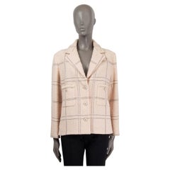 CHANEL Hellrosa Wolle 2021 21B PLAID TWEED Jacke 44 XL