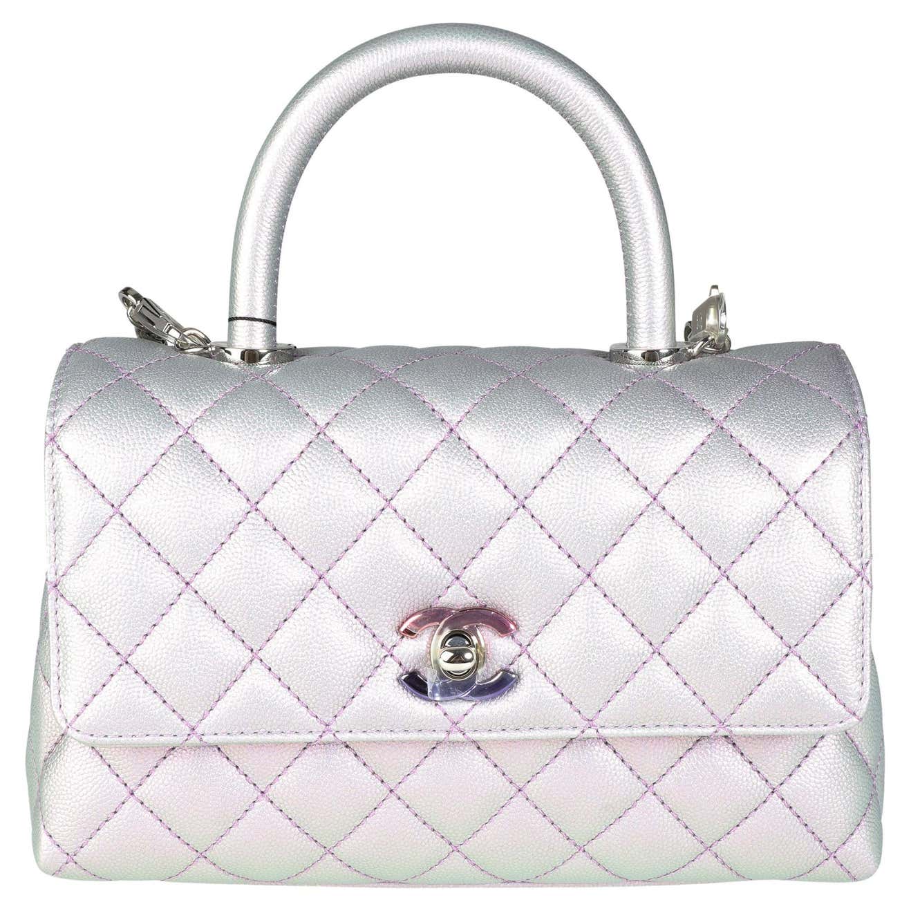 Chanel Light Purple Iridescent Quilted Caviar Small Coco Top Handle Bag ...