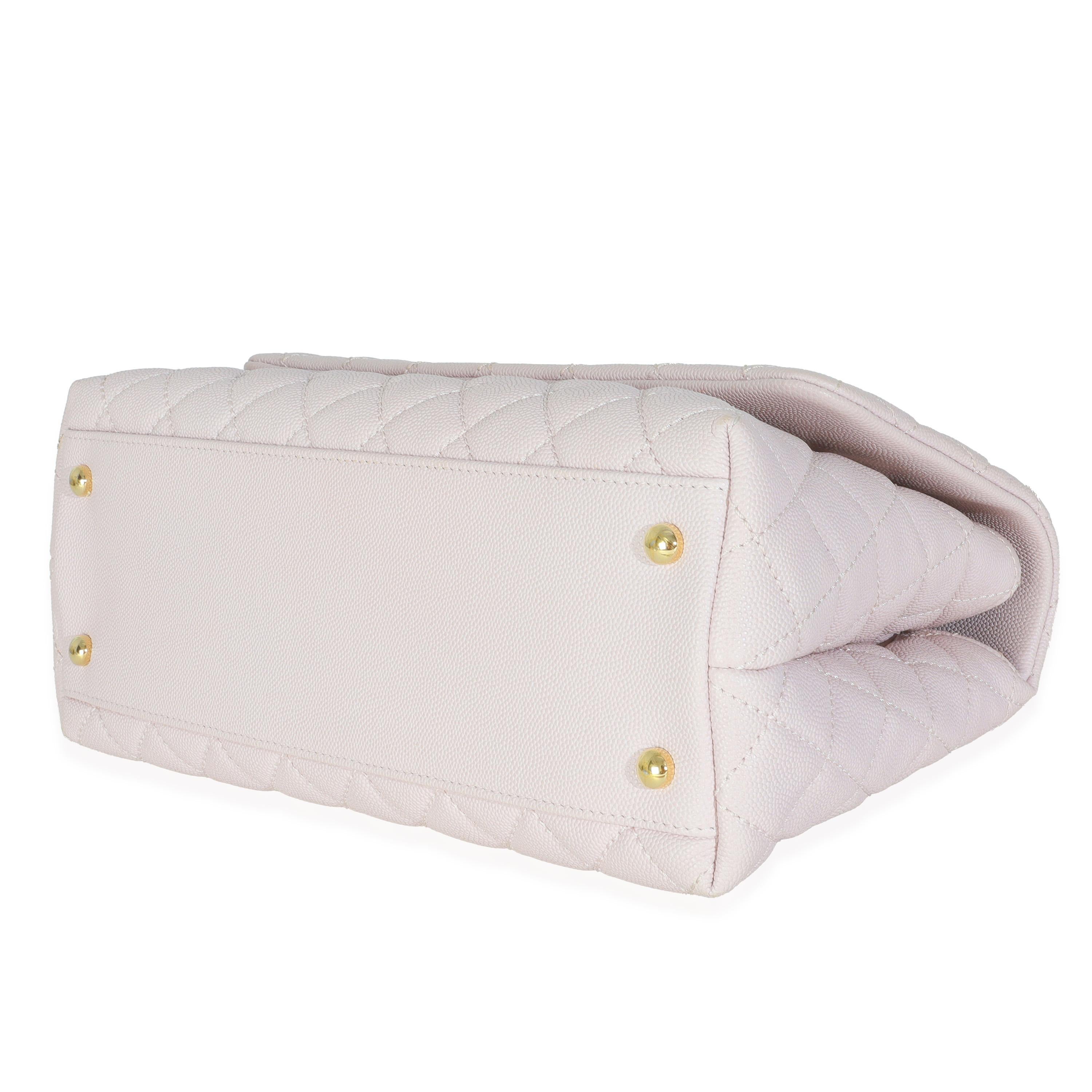 Donna Borsa Coco Chanel trapuntata in caviale viola chiaro a manico medio in vendita