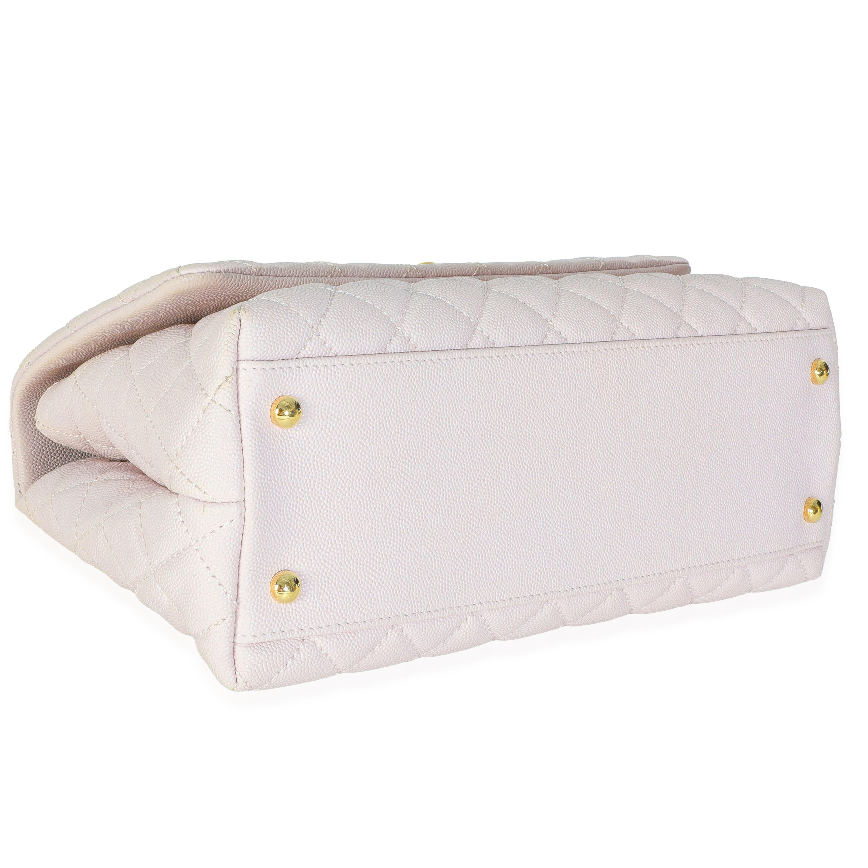 Borsa Coco Chanel trapuntata in caviale viola chiaro a manico medio in vendita 2