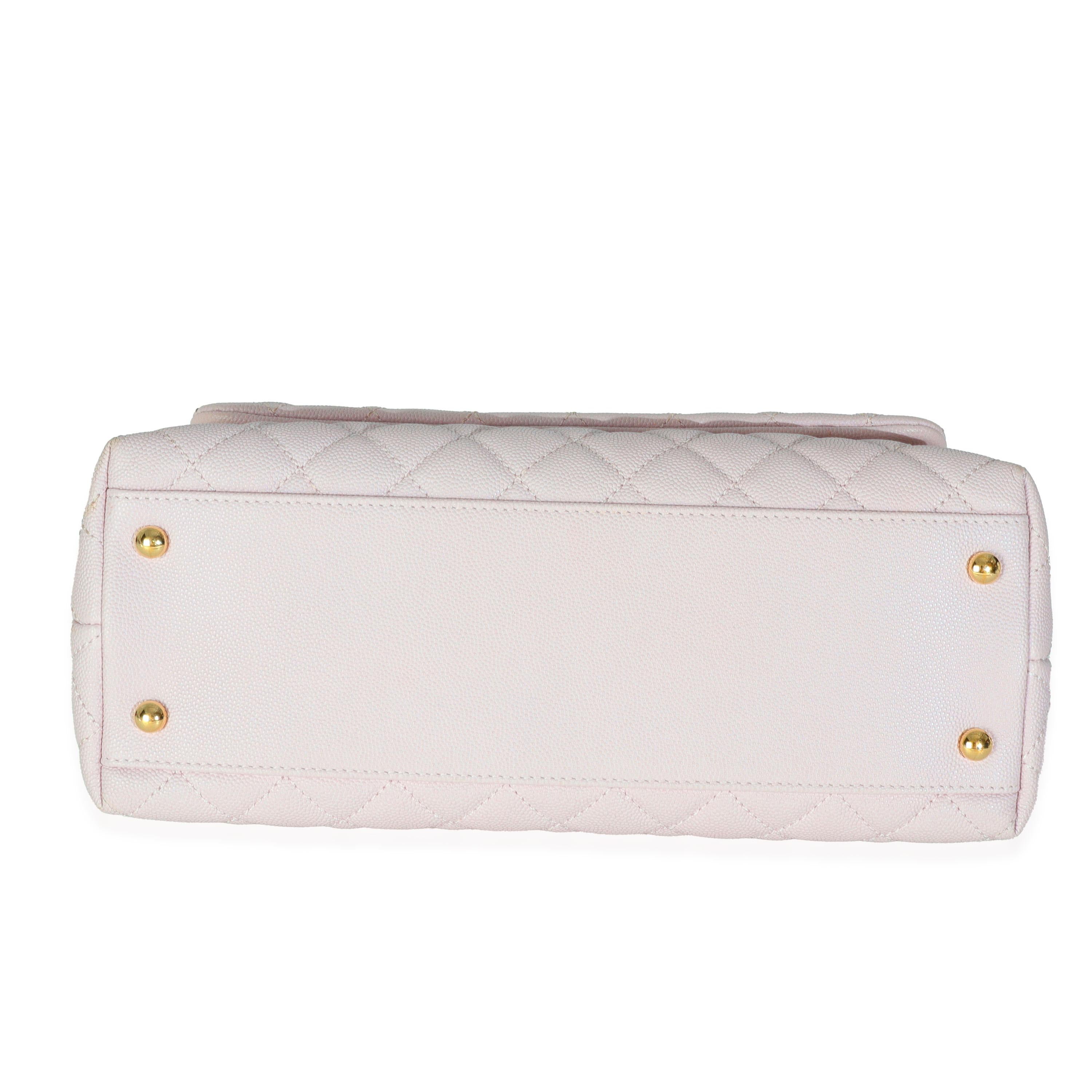 Borsa Coco Chanel trapuntata in caviale viola chiaro a manico medio in vendita 3