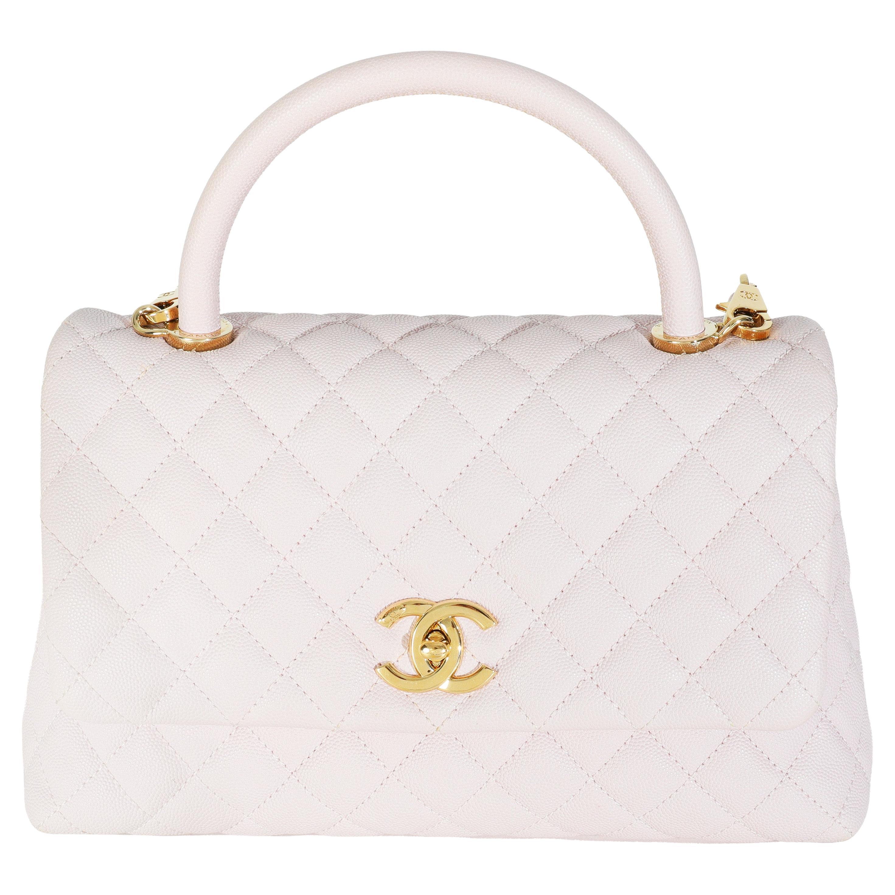 Chanel Light Purple Quilted Caviar Medium Coco Top Handle Bag