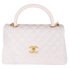 Chanel Light Purple Quilted Caviar Medium Coco Top Handle Bag