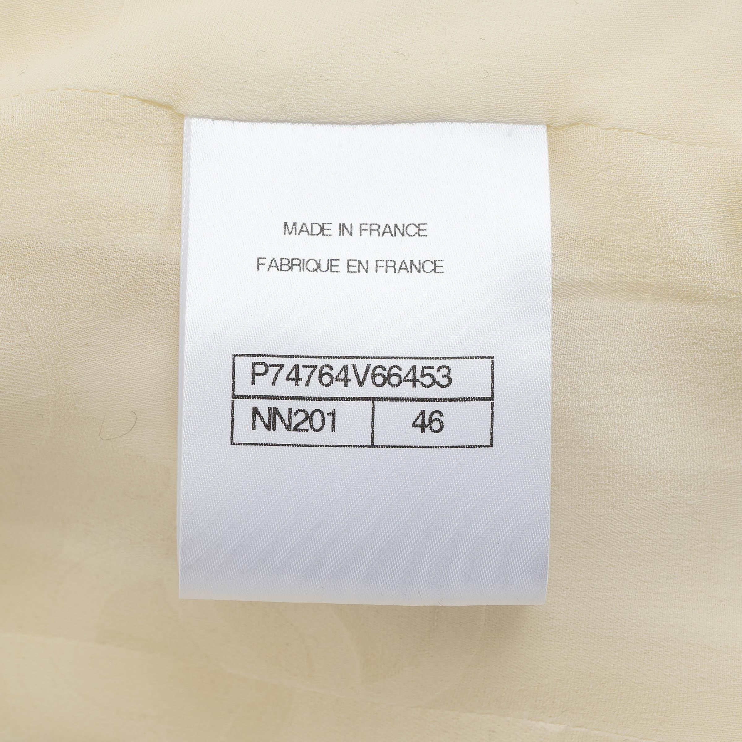 CHANEL light yellow 23S COLLARLESS TWEED Coat Jacket 46 fits L For Sale 4