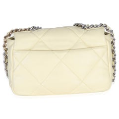 Chanel Light Yellow Quilted Lambskin Medium Chanel 19 Flap Bag