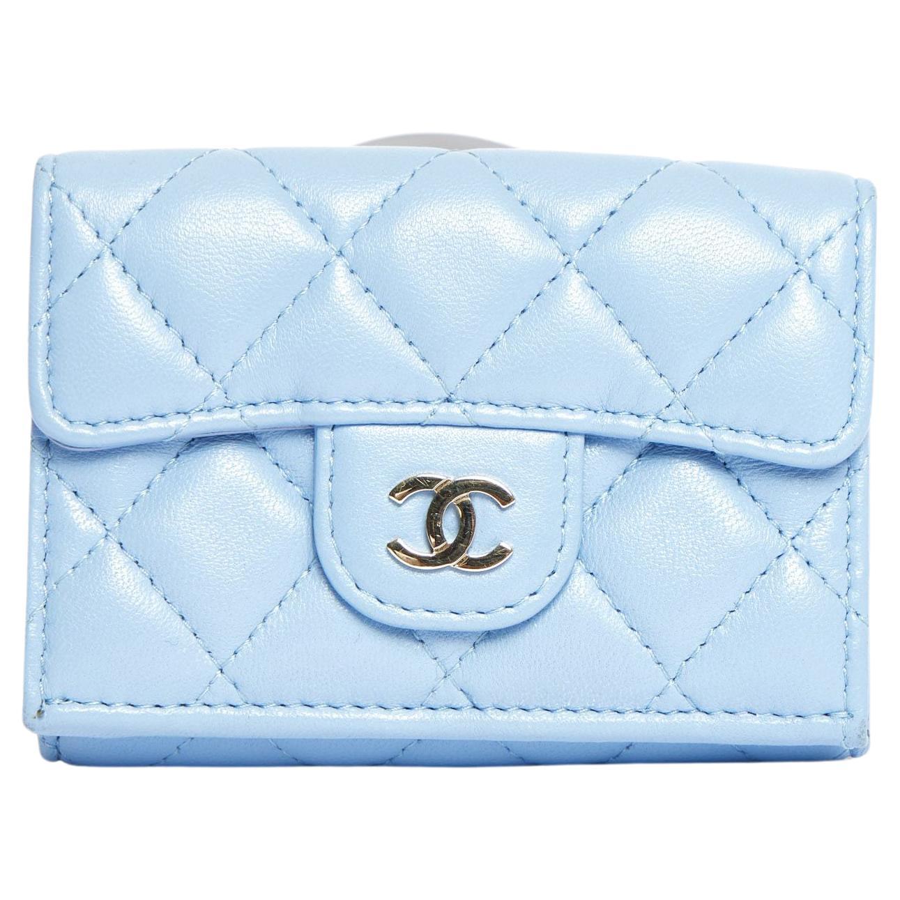 Chanel Lightblue Quilted Wallet