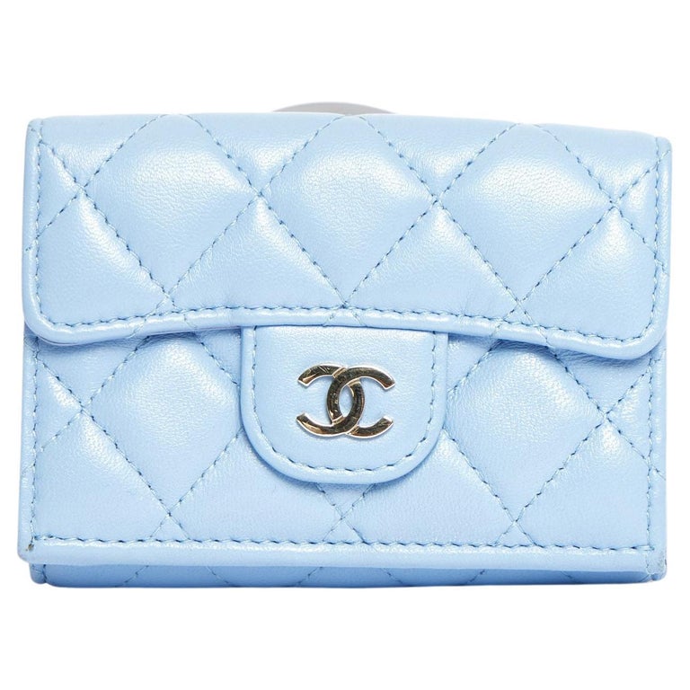 Chanel Lightblue Quilted Wallet at 1stDibs | chanel wallet