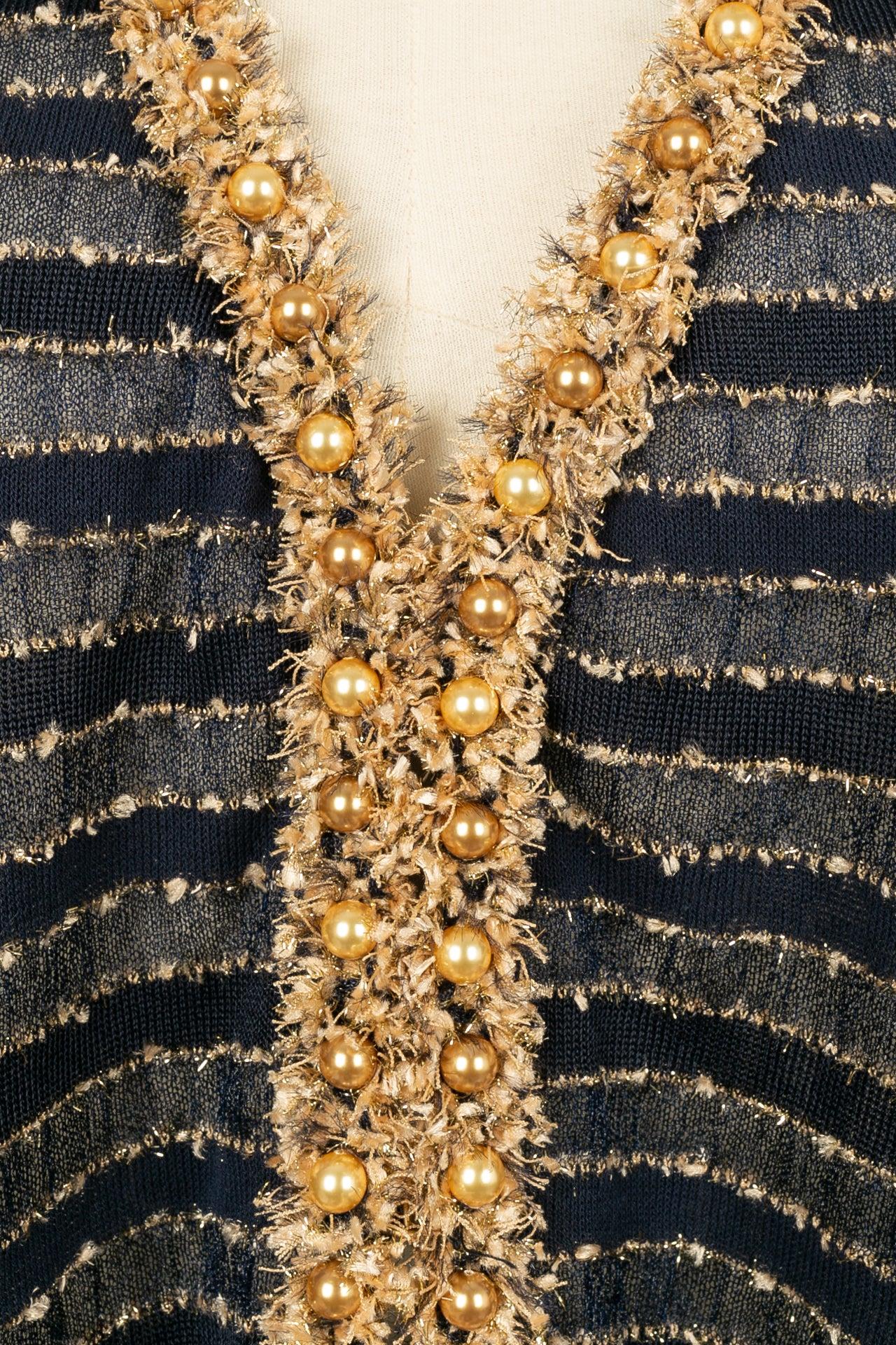 Chanel Lightweight Vest in Blue with Gold Embellishment 3