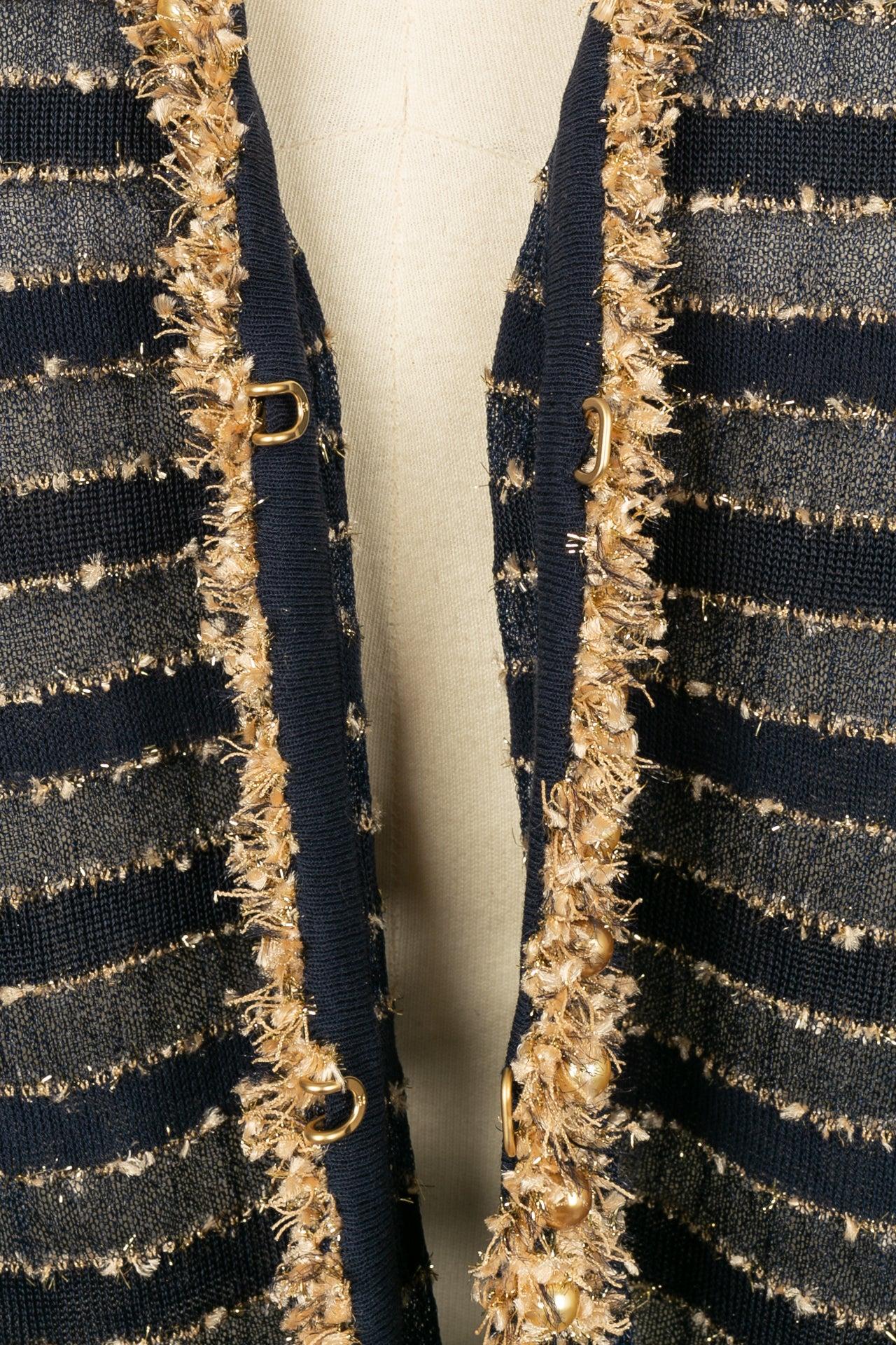 Chanel Lightweight Vest in Blue with Gold Embellishment 4