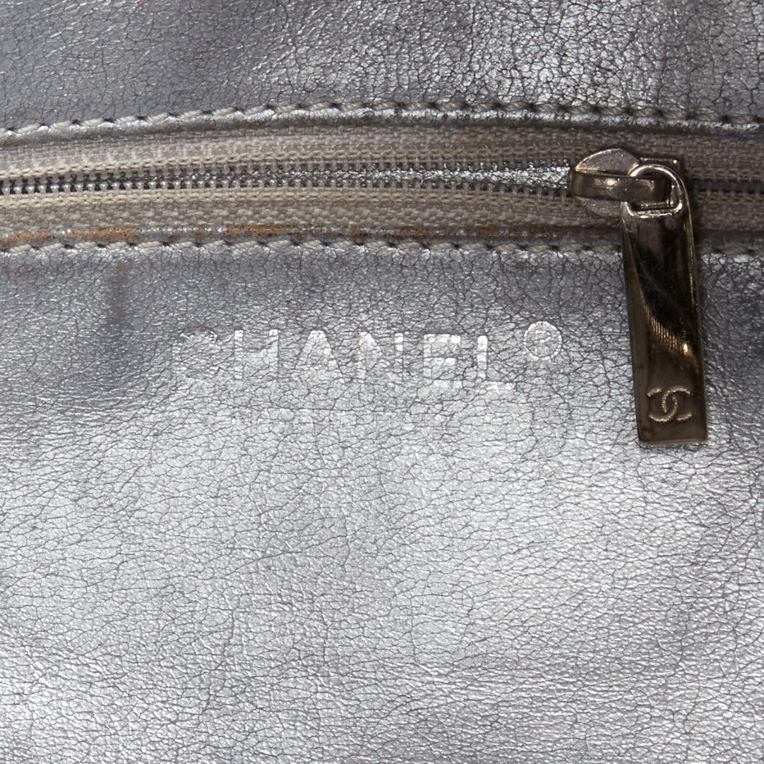 CHANEL Ligne Bowler black patent leather CC woven chain satchel bag For Sale 5