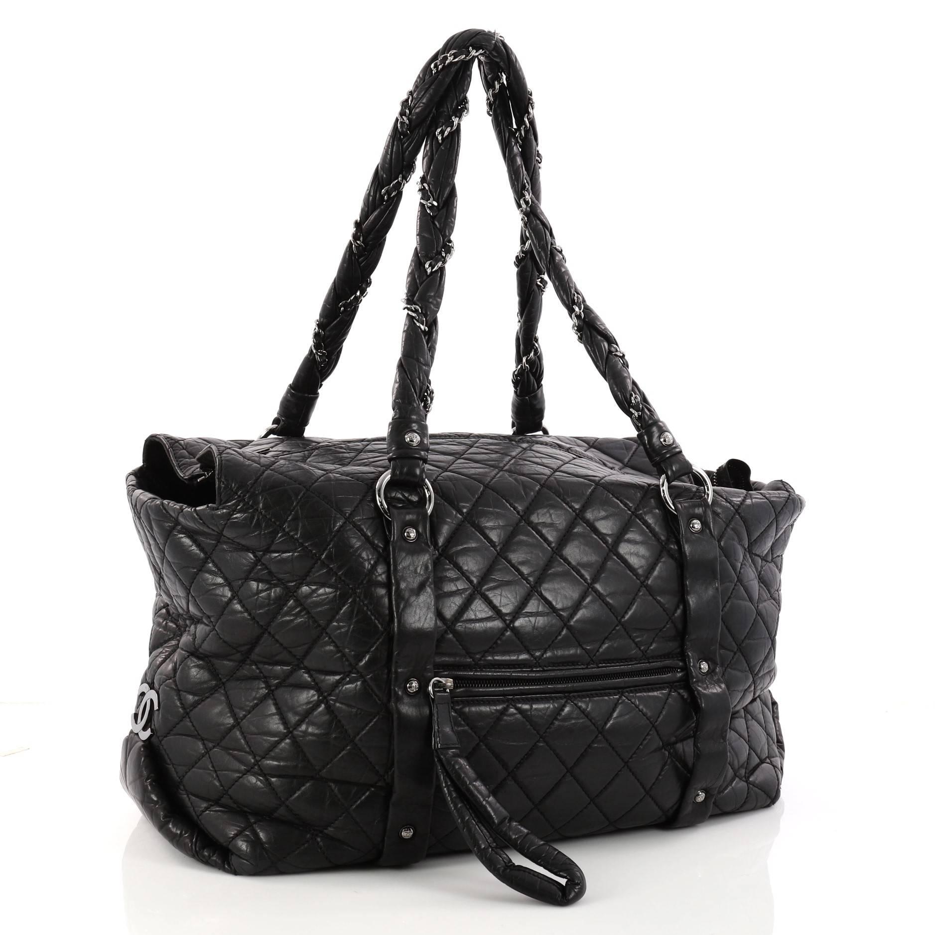 Chanel Ligne Lady Braid Quilted Leather XL Tote  In Good Condition In NY, NY