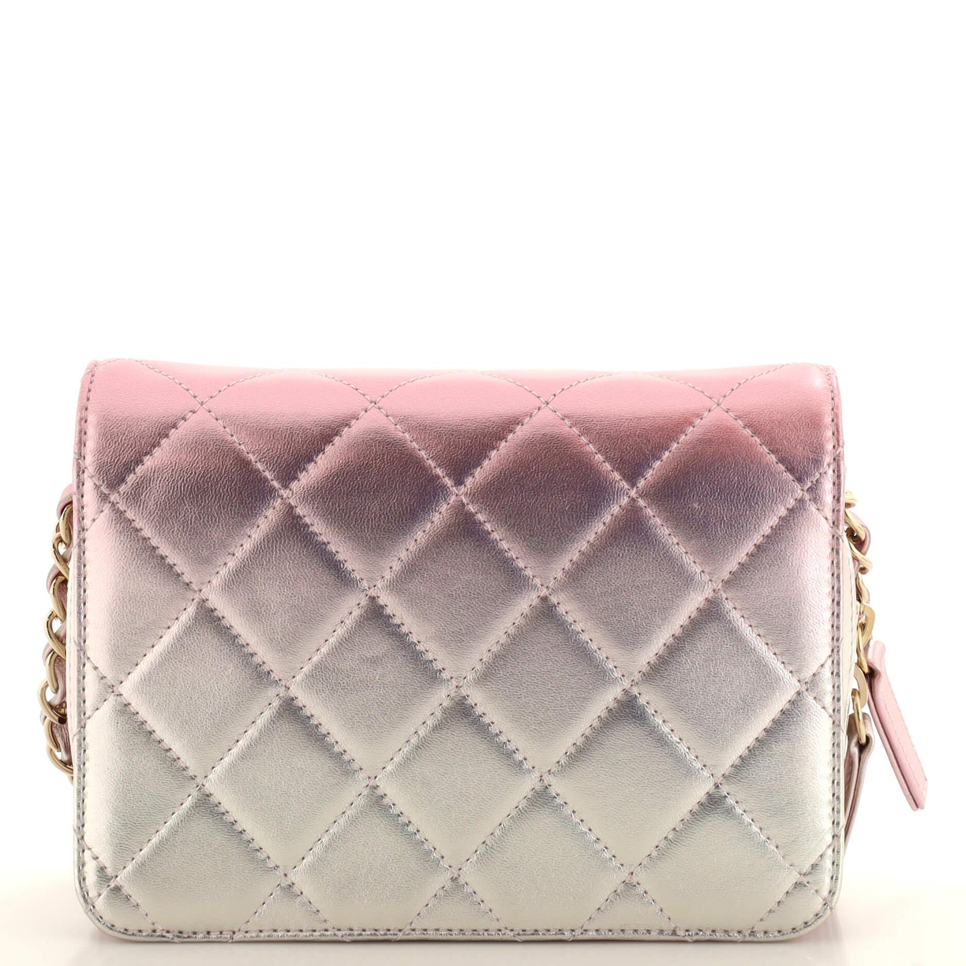 Chanel Like a Wallet Flap Bag Quilted Gradient Metallic Lambskin Mini In Good Condition In NY, NY