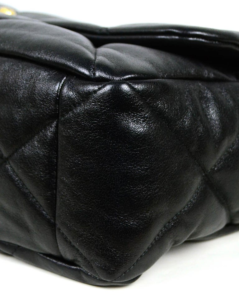 Women's Chanel LIKE NEW 2020 Black Lambskin Leather Quilted Maxi 19 Flap Bag