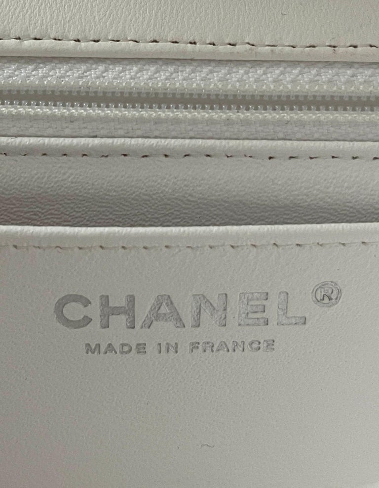 Chanel LIKE NEW 2021 White/Black/Neon Tweed Rectangular Mini Flap
