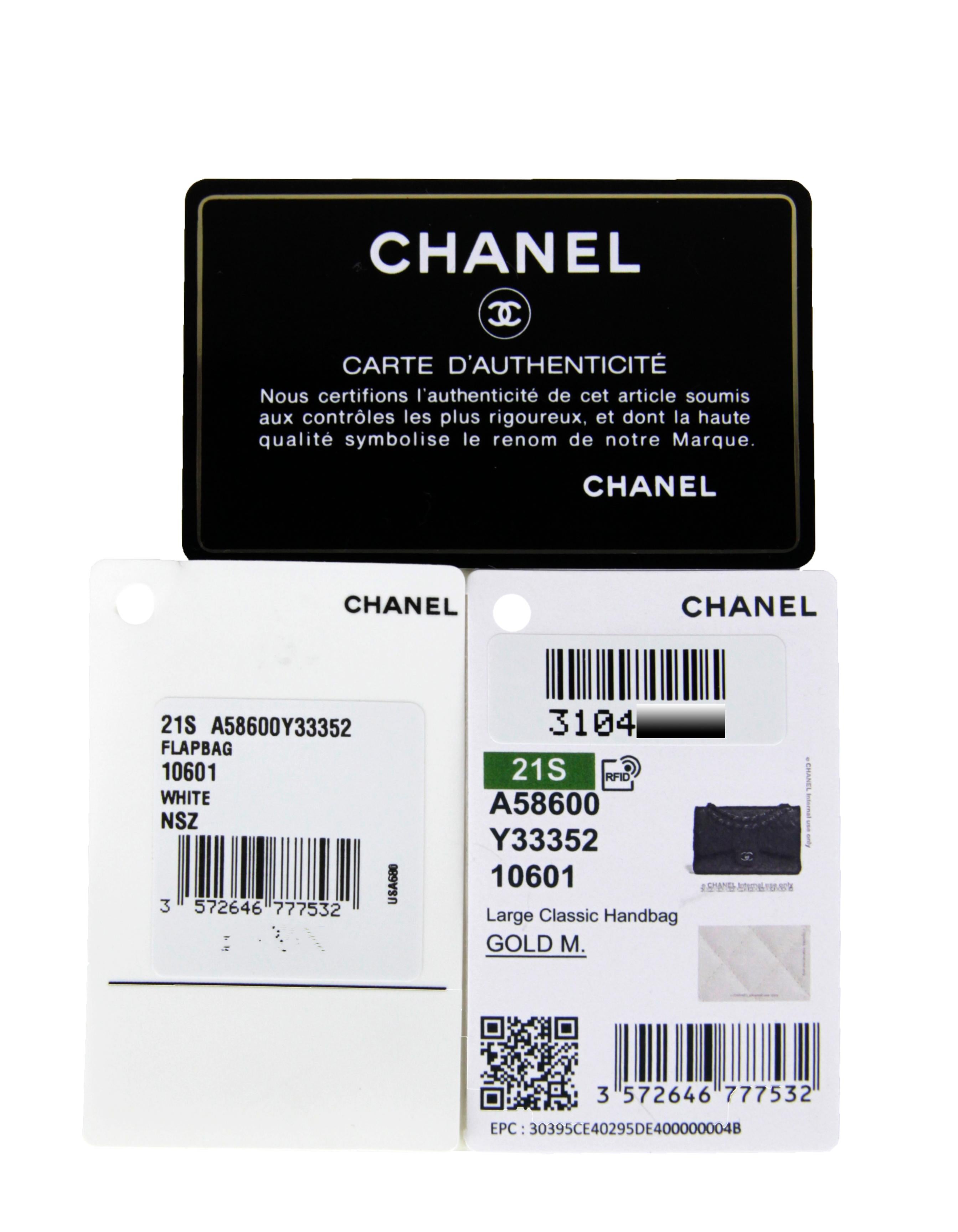 Chanel COMME NEUF Sac Jumbo classique matelassé à double rabat en cuir caviar blanc en vente 4