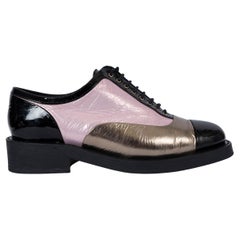 CHANEL lilac black bronze patent leather 2017 17C CUBA Oxford Shoes 38