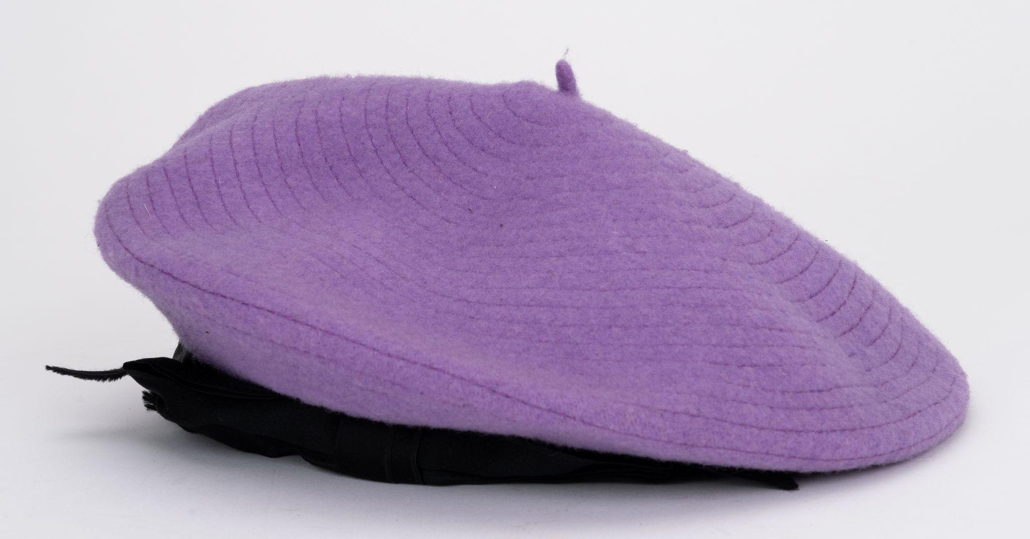 Chanel Lilac & Black Wool Beret In Excellent Condition For Sale In West Hollywood, CA