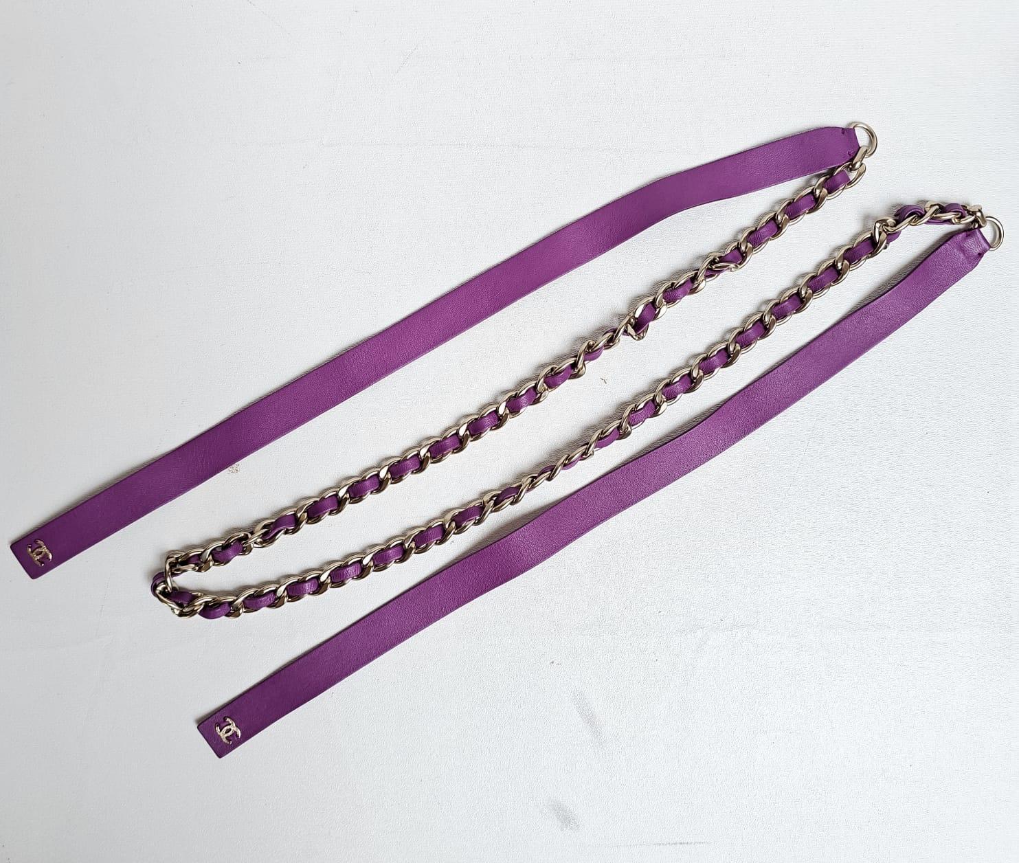 Chanel Lilac Bow Leather Chain Entwined Waist Belt In Excellent Condition For Sale In Jakarta, Daerah Khusus Ibukota Jakarta
