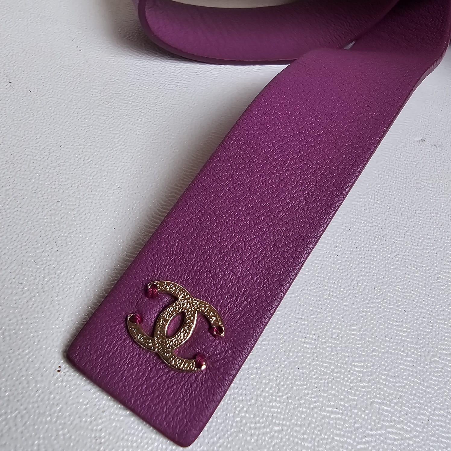 Chanel Lilac Bow Leather Chain Entwined Waist Belt For Sale 3