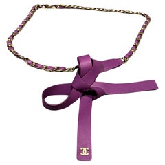 Chanel Lilac Bow Leather Chain Entwined Waist Belt