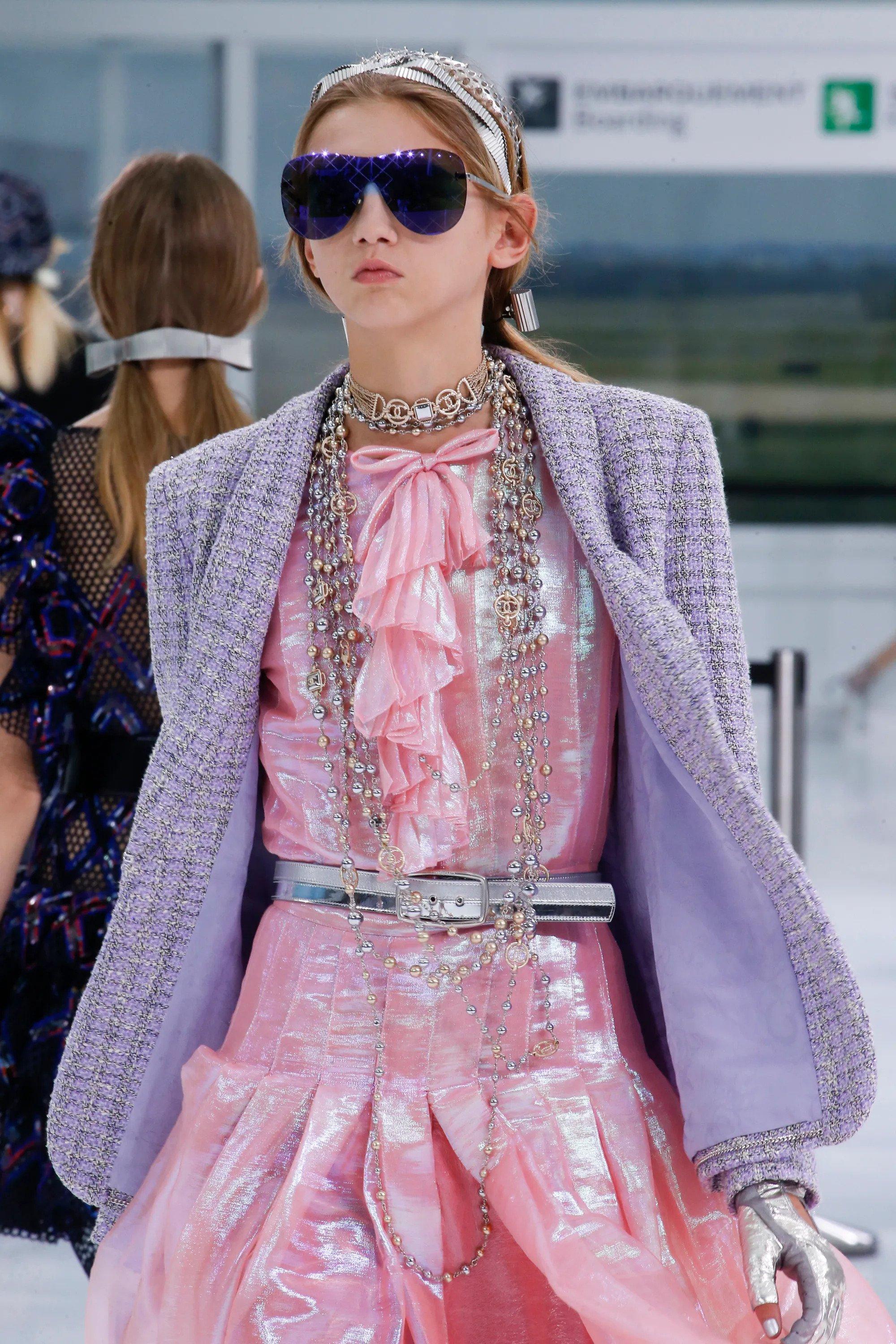 CHANEL lilac cotton 2016 16S SHAWL COLLAR IRIDESCENT TWEED Jacket 36 XS For Sale 7