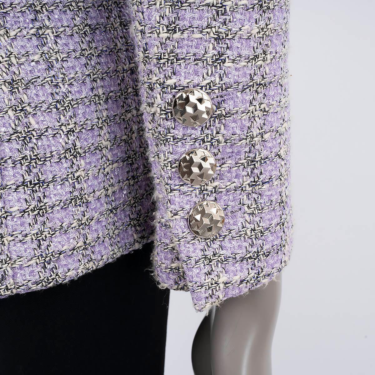 CHANEL lilac cotton 2016 16S SHAWL COLLAR IRIDESCENT TWEED Jacket 36 XS For Sale 3