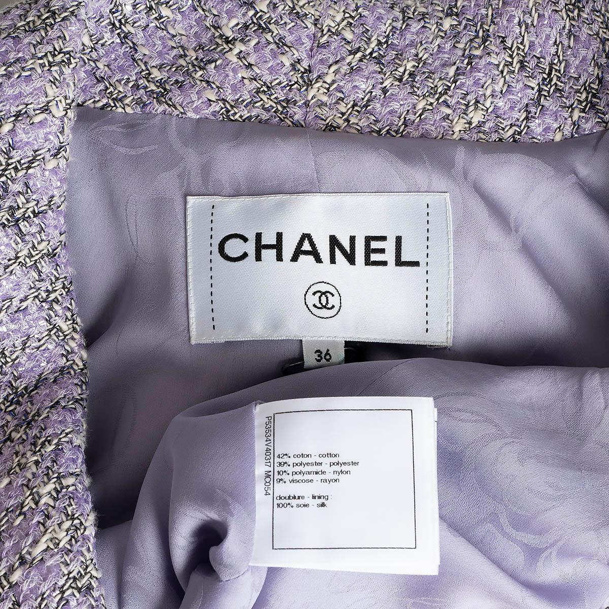 CHANEL lilac cotton 2016 16S SHAWL COLLAR IRIDESCENT TWEED Jacket 36 XS For Sale 4