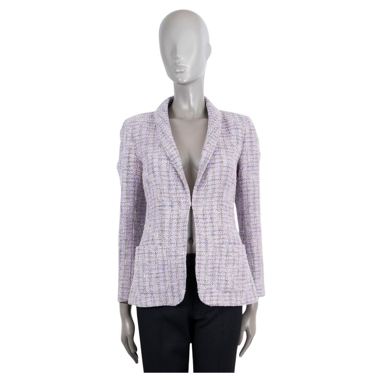 CHANEL lilac cotton 2016 16S SHAWL COLLAR IRIDESCENT TWEED Jacket 36 XS For Sale