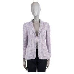 CHANEL lilac cotton 2016 16S SHAWL COLLAR IRIDESCENT TWEED Jacket 36 XS