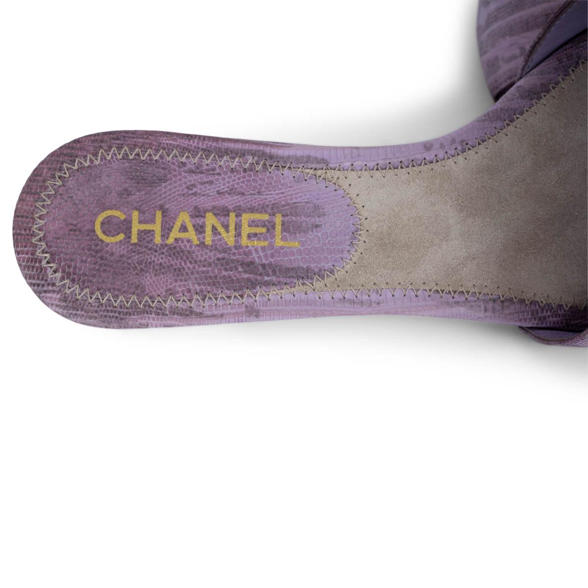 Chanel lucertola lilla 2013 13C PEARL CC SLIDE Sandali Scarpe 38 in vendita 2