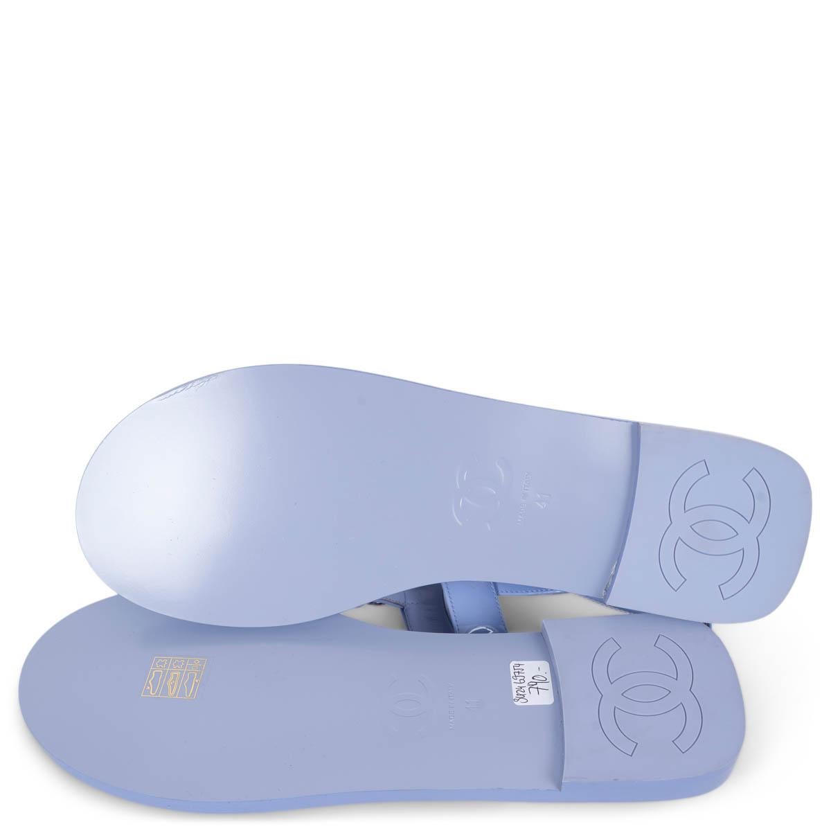 CHANEL lila Lackleder 2022 22C CHAIN T-STRAP Sandalen Schuhe aus Lackleder 41 im Angebot 5