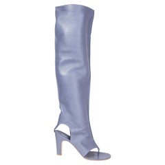 CHANEL lilac purple leather Over the Knee THONG Boots Shoes 41.5
