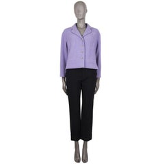 CHANEL Giacca Blazer Corta in lana lilla viola Tweed 48 XXXL