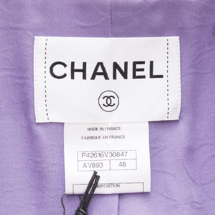 Purple CHANEL lilac purple wool Tweed Short Blazer Jacket 48 XXXL