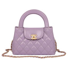 Chanel Lilac Quilted Calfskin Leather Nano Classic Kelly Shopper
