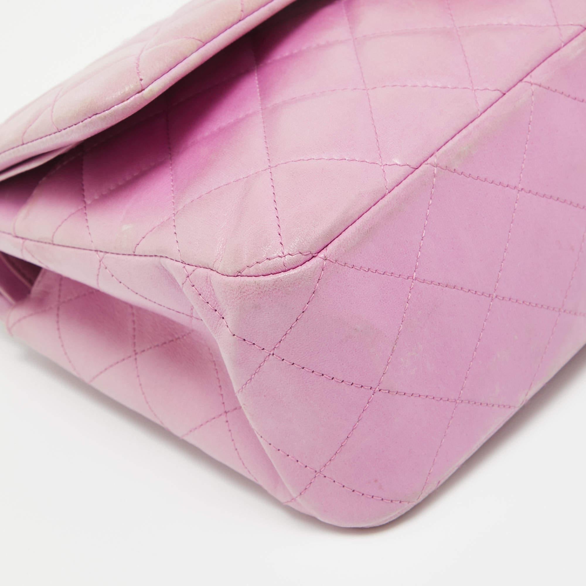 Chanel Lilac Quilted Lambskin Leather Jumbo Classic Double Flap Bag 9