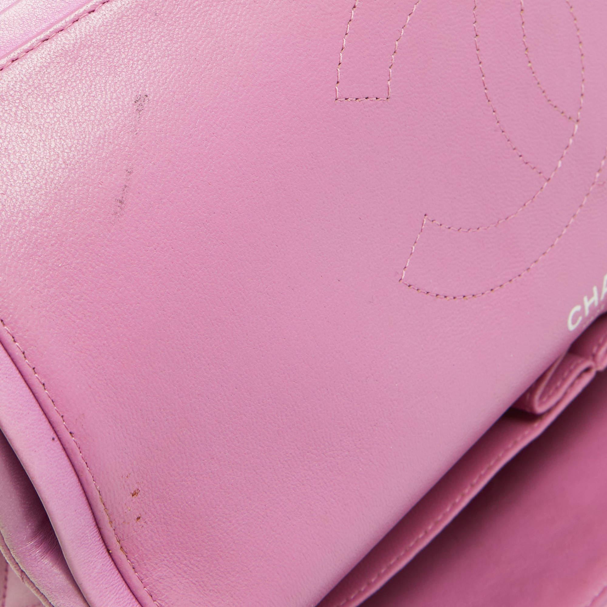 Chanel Lilac Quilted Lambskin Leather Jumbo Classic Double Flap Bag 2