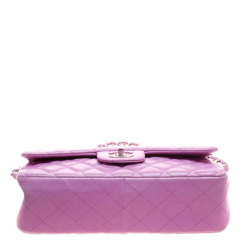 Purple Chanel Lilac Quilted Leather Jumbo Classic Double Flap Bag