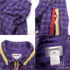 Chanel Lilac Tweed Jacke & Rock W / Multicolour Raw Saum Größe XS