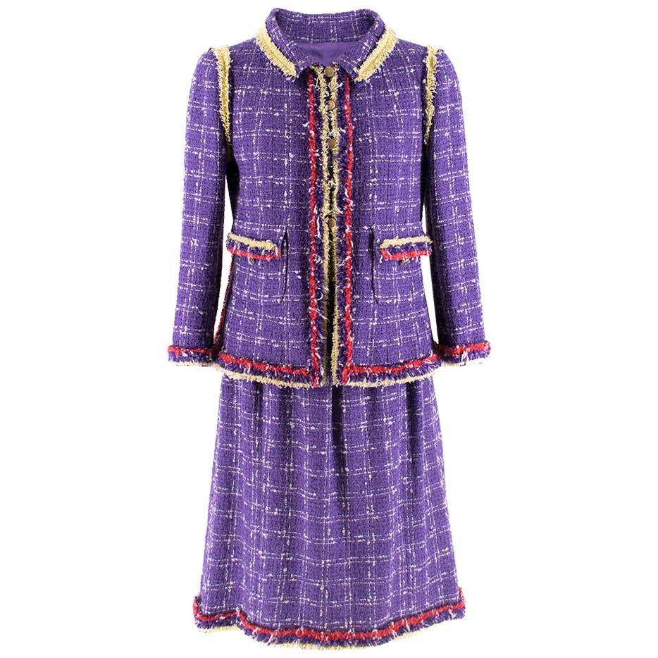 Chanel Tweed Lilac & Brown Dress