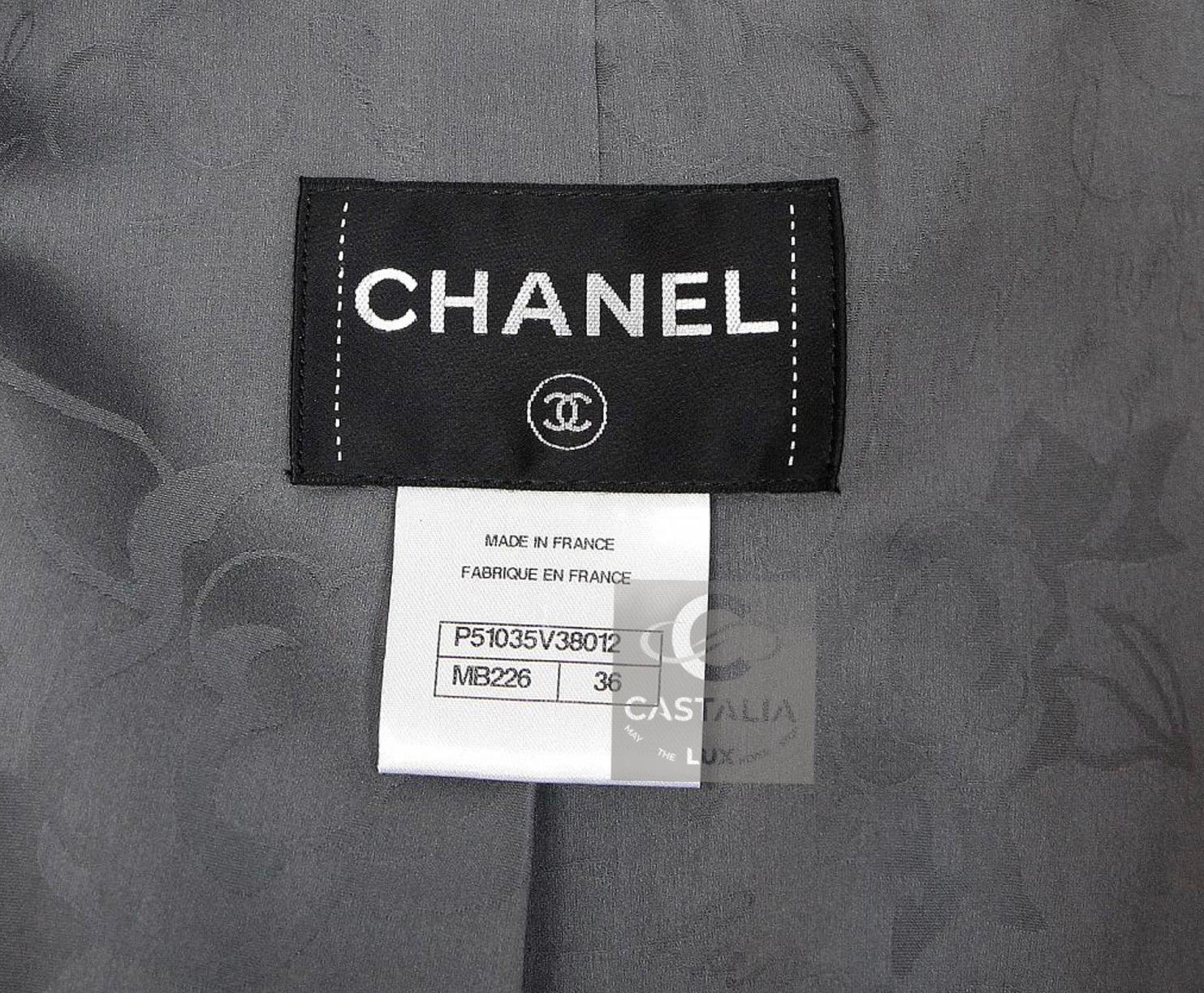 CHANEL Chaqueta de tweed Lesage gris estilo Liliy Allen 36 FR en venta 8