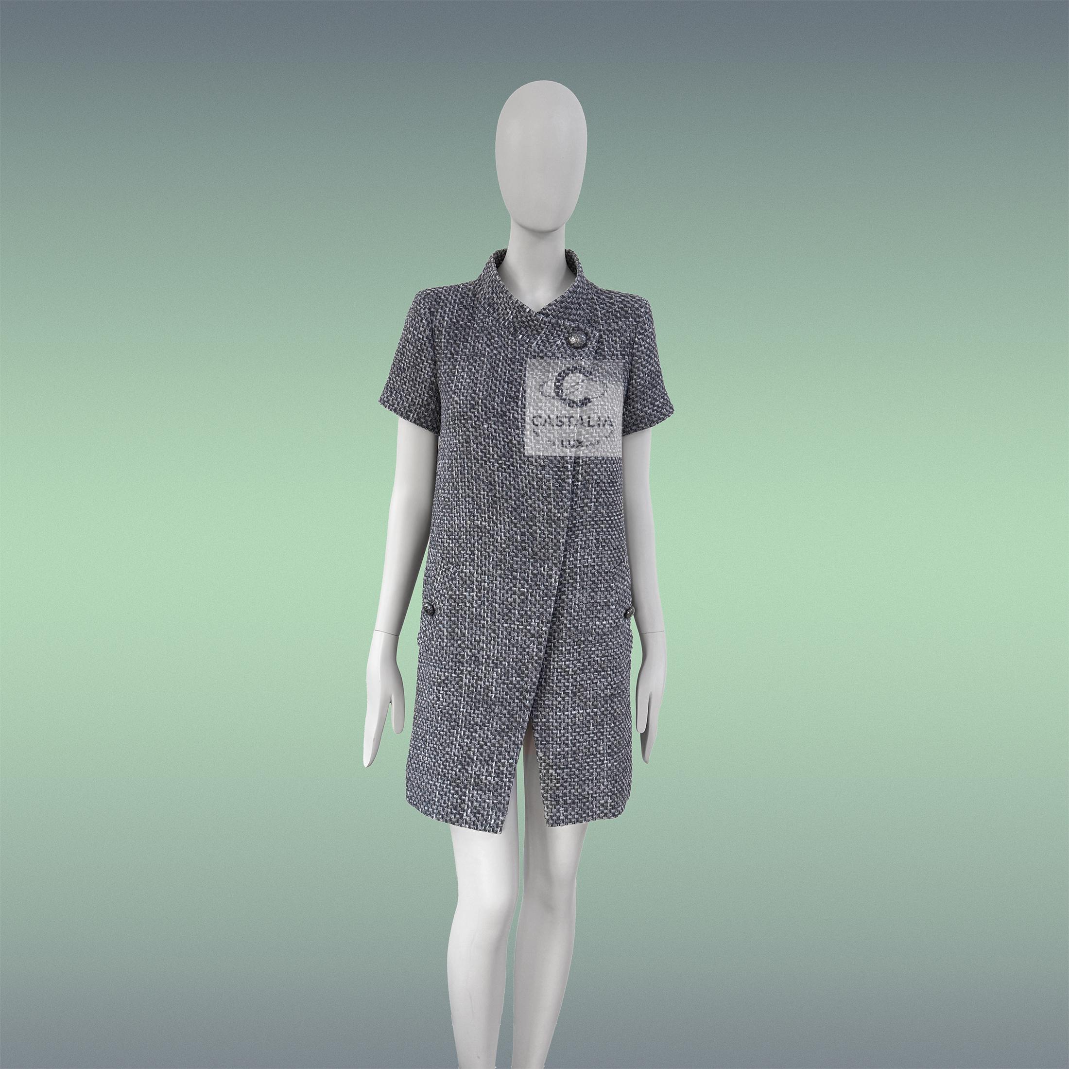 CHANEL Liliy Allen Style Grey Lesage Tweed Jacket 36 FR In New Condition For Sale In Dubai, AE