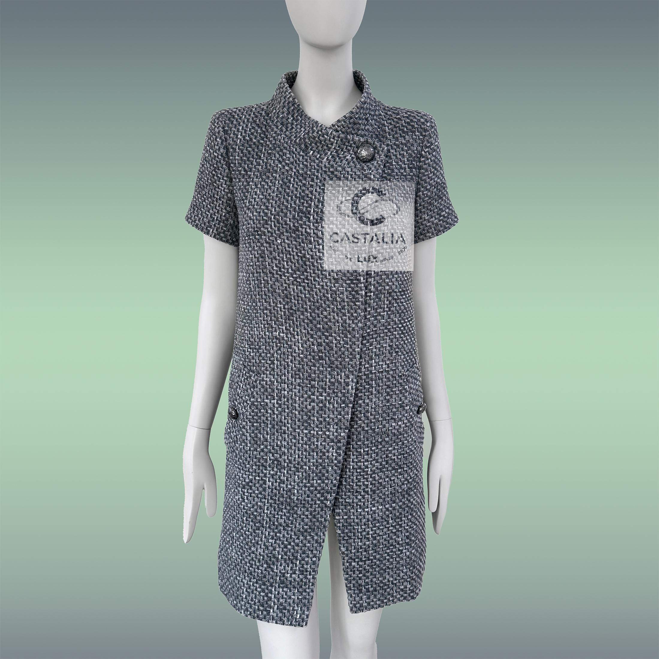 Women's or Men's CHANEL Liliy Allen Style Grey Lesage Tweed Jacket 36 FR For Sale