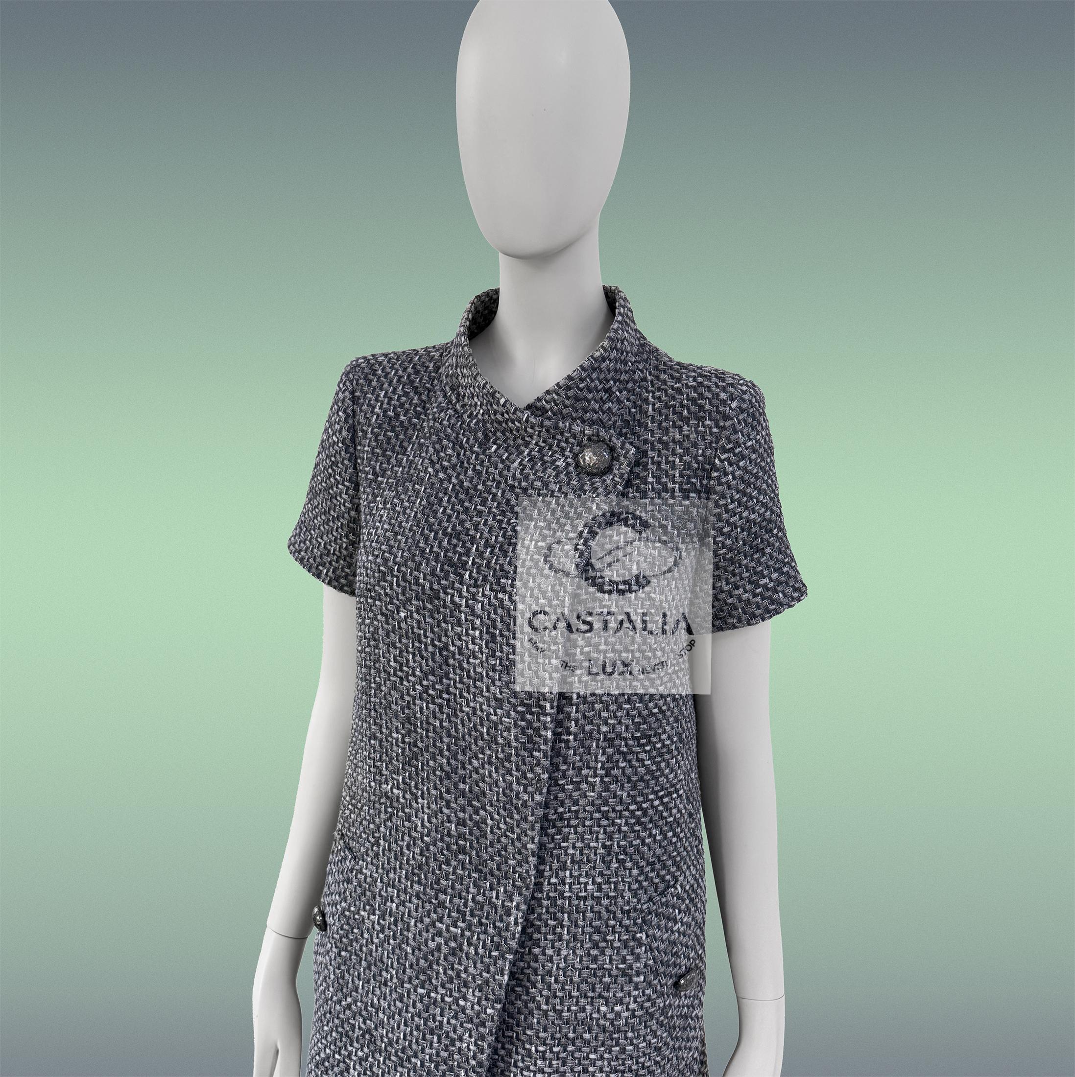 CHANEL Chaqueta de tweed Lesage gris estilo Liliy Allen 36 FR en venta 1