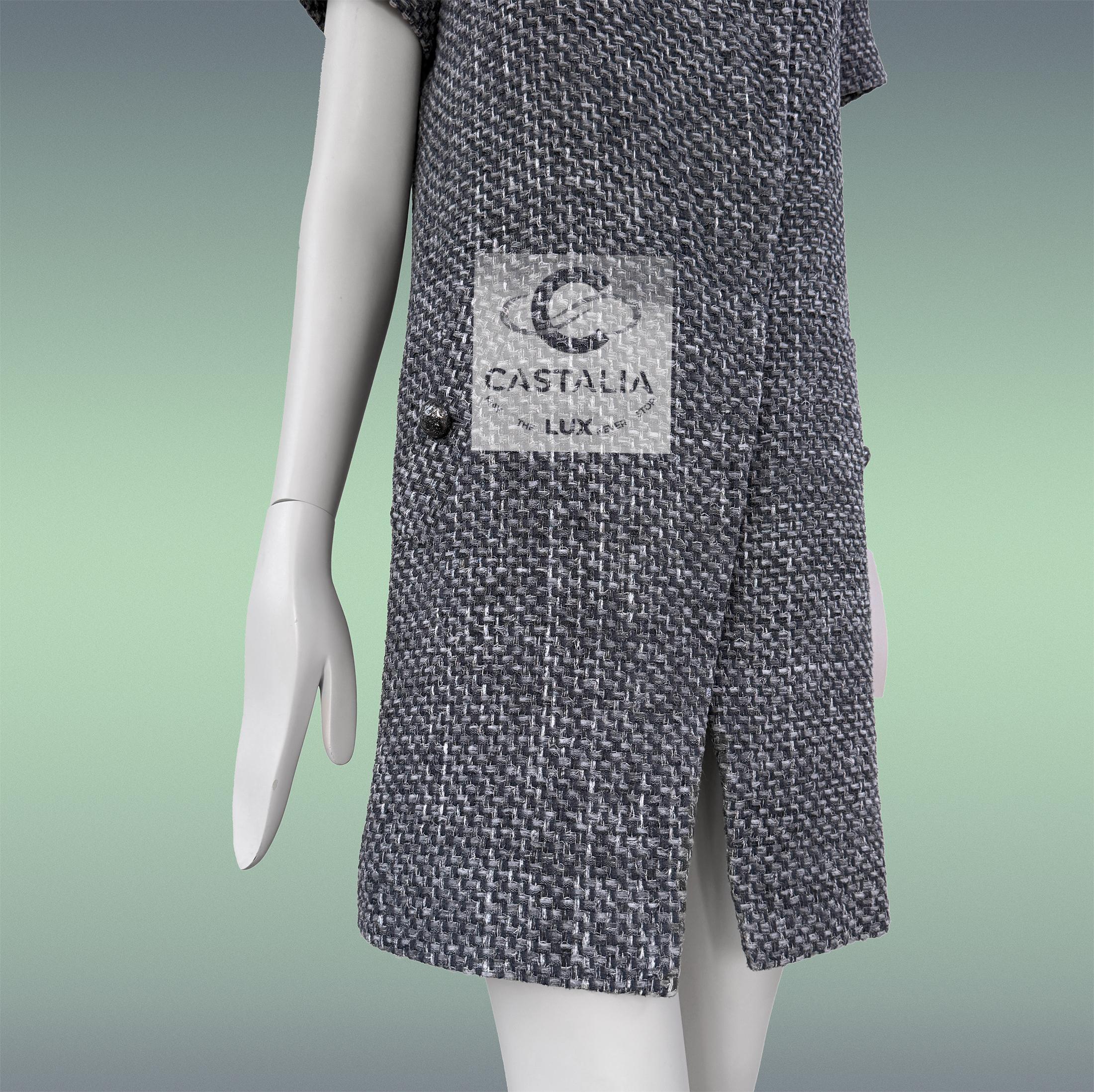 CHANEL Chaqueta de tweed Lesage gris estilo Liliy Allen 36 FR en venta 4