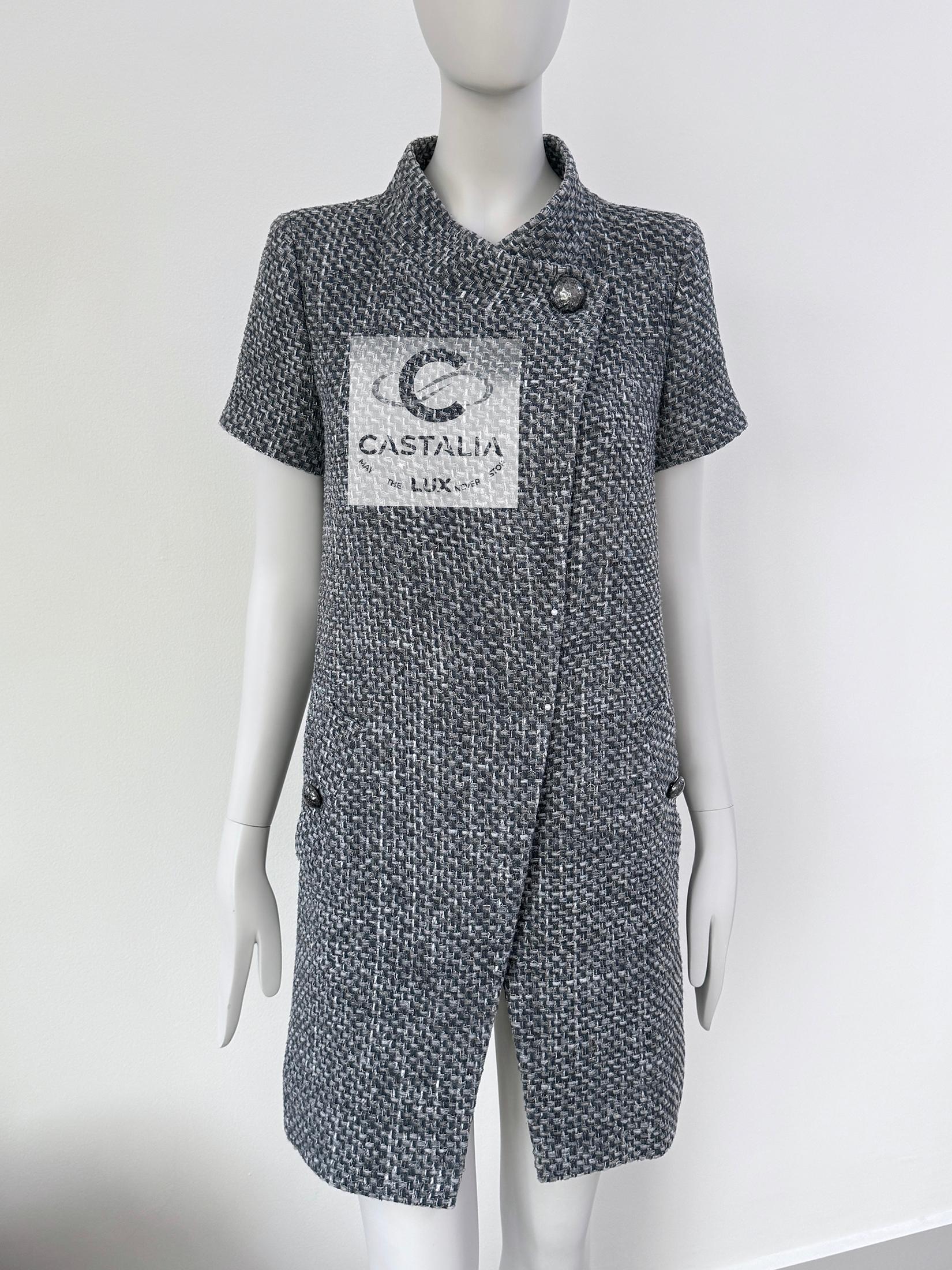 Chanel Lily Allen Style Grey Lesage Tweed Jacket 36 FR For Sale 8