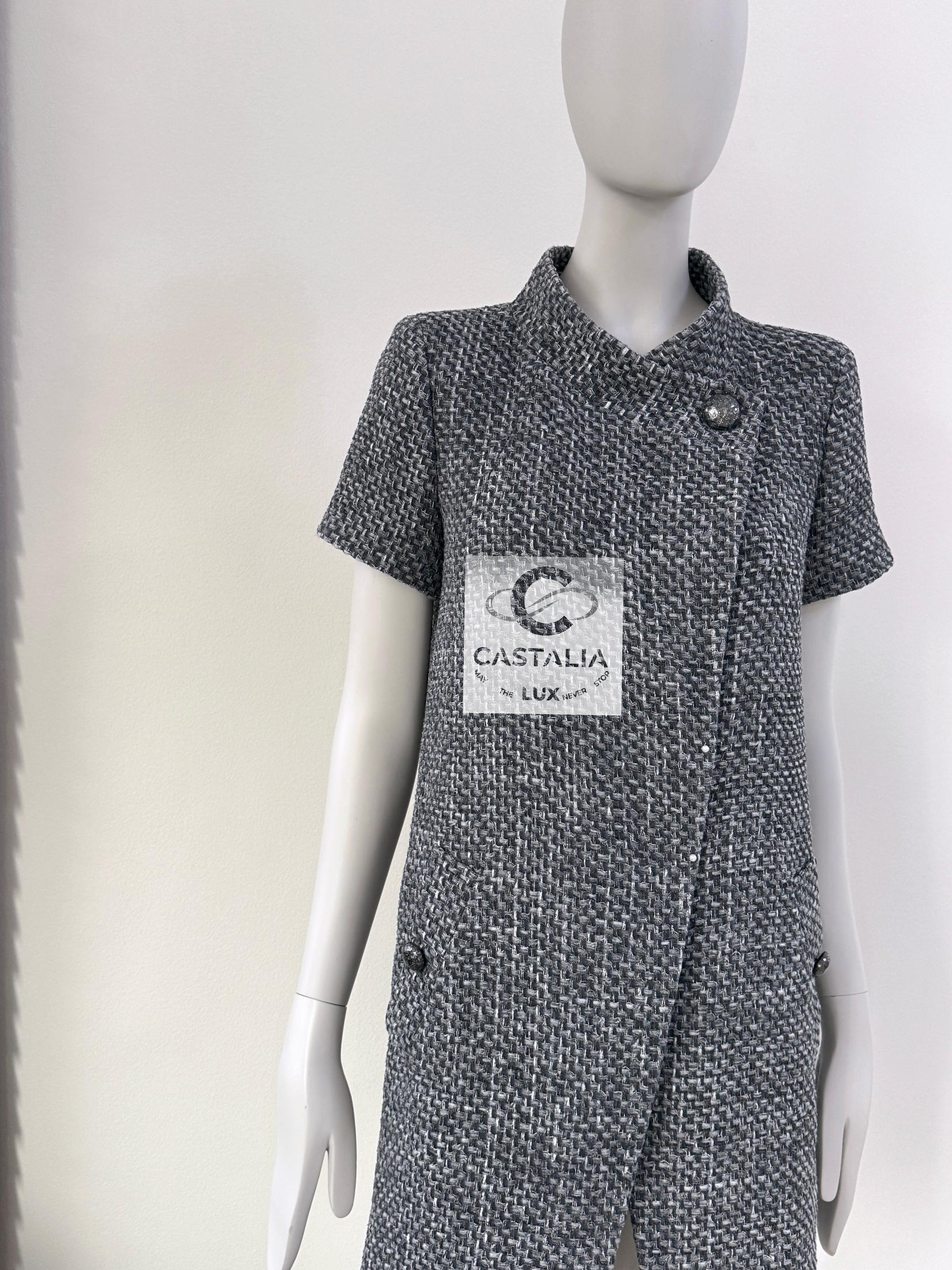 Chanel Lily Allen Style Grey Lesage Tweed Jacket 36 FR For Sale 2